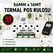 Miray Rulo 56X16 mt Termal Pos Rulosu (50 Adet) - Yüksek Kaliteli Yazarkasa Rulosu