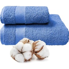 Gees Global 2 Li Banyo Havlu Takımı %100 Pamuklu Dry Mavi