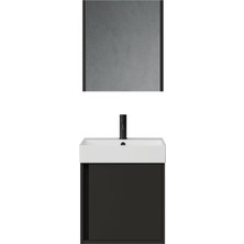 Creavit Vasa Kapaklı 50 cm Antrasit Lavabo Dolabı Üçlü Set