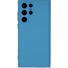 Gees Global Mey Ithalat®  Samsung Galaxy S22 Ultra Kılıf Nano Içi Kadife Silikon - Mavi