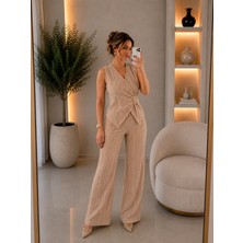 Kruvaze Yelekli Takım Hafif Dokulu Nefes Alan Bilen Terletmez Yazlık Şık ve Rahat Takım