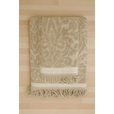 Gees Global 2 Parça Jakarlı Banyo Havlu Takımı %100 Pamuklu 90X150 cm Arden Bej