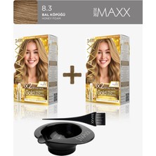 Maxx Deluxe 2'li Paket Golden Beauty Set Saç Boyası 8.3 Bal Köpüğü, Boya Tası ve Fırça Hediye!