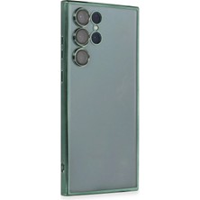 Gees Global Mey Ithalat®  Samsung Galaxy S22 Ultra Kılıf  Lensli Silikon - Yeşil