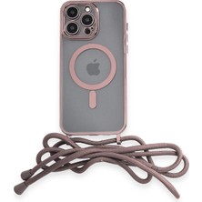 Gees Global Mey Ithalat®  iPhone 13 Pro Max Kılıf Divo Lazer Askılı Magsafe Kapak - Pembe