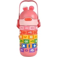 Aesco 430 ml Kapasiteli Pembe Pipetli Çelik Matara - Taşınabilir