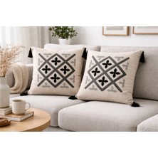 Livera Home Modern Punch Işlemeli 2'li Kırlent Kılıfı Dekoratif (43X43CM)