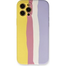 Gees Global Mey Ithalat®  iPhone 12 Pro Max Kılıf Ebruli Lansman Silikon - Sarı-Mavi