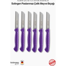 Solingen Profesyonel Mor Meyve Bıçağı Ultra Keskin Paslanmaz Çelik Mutfak Bıçağı 6'lı Set