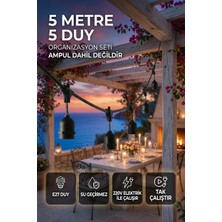 AC Aydınlatma 5 Metre 5 Duy Organizasyon Seti E27 Su Geçirmez 220V Bahçe Teras Festoon Ampulsüz Dış Mekan Işık Zinciri