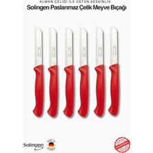 Solingen Profesyonel Kırmızı Meyve Bıçağı Ultra Keskin Paslanmaz Çelik Mutfak Bıçağı 6'lı Set