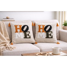Livera Home Modern Punch Işlemeli 2'li Kırlent Kılıfı Dekoratif (43X43CM)