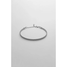 Abluka Online Unisex Ince Yassı Çelik Zincir Bileklik Gümüş