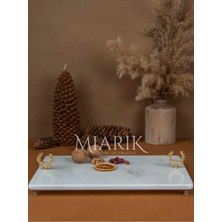 Miarik Design Dekoratif Mermer Dikdörtgen Tag Detaylı Sunum Tepsısı Servis Tabağı