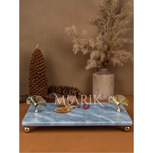 Miarik Design Dekoratif Mermer Dikdörtgen Gold Gonk Detaylı Sunum Tepsısı Servis Tabağı