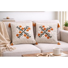 Livera Home Modern Punch Işlemeli 2'li Kırlent Kılıfı Dekoratif (43X43CM)