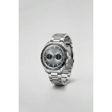 Abluka Online Erkek Çelik Kordon Tachymeter Analog Kol Saati Gümüş