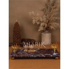 Miarik Design Dekoratif Mermer Dikdörtgen Zeytın Dalı Detaylı Sunum Tepsısı Servis Tabağı
