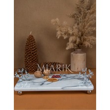 Miarik Design Dekoratif Mermer Dikdörtgen Gumus At Detaylı Sunum Tepsısı Servis Tabağı