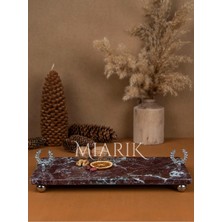 Miarik Design Dekoratif Mermer Dikdörtgen Tag Detaylı Sunum Tepsısı Servis Tabağı