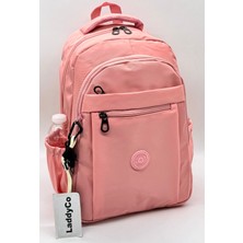 LaddyCo Modern Günlük Okul Sırt Çantası Suya Dayanıklı Unisex Okul Çantası 2300 Pudra