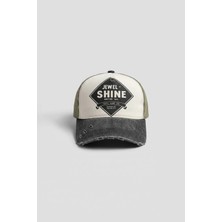 Abluka Online Unisex Eskitme Yıkamalı Shine Retro Baskılı Şapka Haki Yeşil