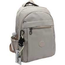 LaddyCo Modern Günlük Okul Sırt Çantası Suya Dayanıklı Unisex Okul Çantası 2300 Bej