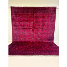 El Dokuma Afgan Halı Bordo Renk Kök Boya 296 x 390 cm