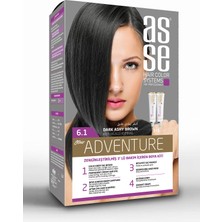 Asse Adventure Set Saç Boyası, Kalıcı ve Canlı Renkler 1+1 İki Kullanım Seti (No:6.1 Koyu Küllü Kumral)