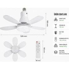 Cata 3 Renkli Kristal LED Lambalı Tavan Vantilatörü 6 Kanatlı Uzaktan Kumandalı Avize E27 Duylu Vantilatörlü Lamba