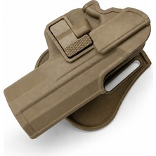 Unicorn Canik Tp9 Uyumlu Kilitli Tabanca Kılıfı Koyu Kum Beji, Polimer Paddle Aparatlı Hızlı Çekim