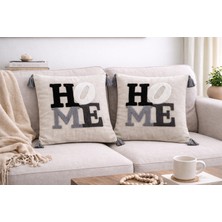 Livera Home Modern Punch Işlemeli 2'li Kırlent Kılıfı Dekoratif (43X43CM)