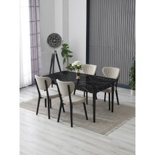 JoyMassa 70X110 Sabit Masa / 4 Adet Elma Sandalye Takımı