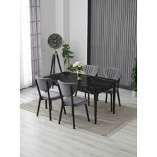 JoyMassa 70X110 Sabit Masa / 4 Adet Elma Sandalye Takımı