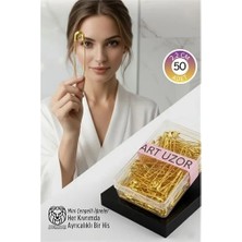 Trend Kapında Gold Mini Çengelli Iğne Seti 50 Adet - 2.2 cm Paslanmaz Metal Tasarım, Hobi ve Terzi Aksesuarı