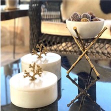 Miarik Design Dekoratif Mercan Detayli Gold Pirinç Kulplu Beyaz Kutu Büyük Boy