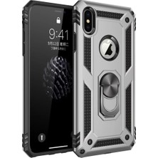 Trend Kapında Apple iPhone x Kılıf Sofya Yüzüklü Silikon Kapak - Gümüş