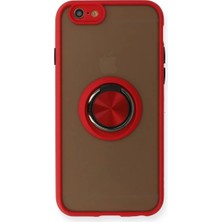 Trend Kapında Apple iPhone 6 Kılıf Montreal Yüzüklü Silikon Kapak - Kırmızı
