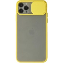 Trend Kapında Apple iPhone 11 Pro Max Kılıf Palm Buzlu Kamera Sürgülü Silikon - Sarı