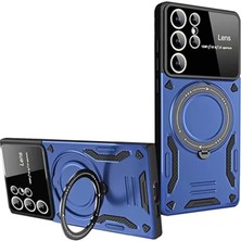 Trend Kapında Samsung Galaxy S24 Ultra Kılıf Joy Lens Standlı Kapak - Lacivert