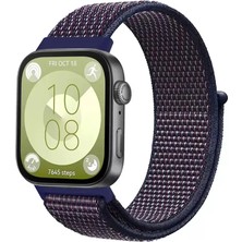 Trend Kapında Huawei Fit 4 Hasırlı Cırtcırtlı Kordon - Mavi-Beyaz