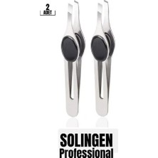 Trend Kapında Profesyonel Kaş Cımbızı 2'li Set Çelik Düz Uçlu Tüy Alma Cımbızı Solingen Professional 718965