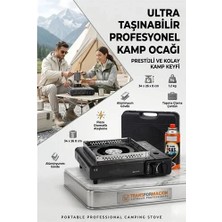 Trend Kapında Çantalı Siyah Portatif Kamp Ocağı + 1 x Kartuş Piknik Ocağı Otomatik Ateşlemeli 723182