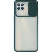 Trend Kapında Oppo Reno 4 Lite Kılıf Palm Buzlu Kamera Sürgülü Silikon - Yeşil