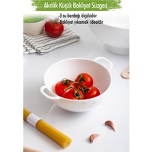 Trend Kapında Akrilik Beyaz Mini Pirinç Süzgeçi & Bakliyat Süzgeçi (3 Su Bardağı Ölçülü)