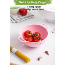 Trend Kapında Akrilik Soft Pembe Mini Pirinç Süzgeçi & Bakliyat Süzgeçi (3 Su Bardağı Ölçülü)