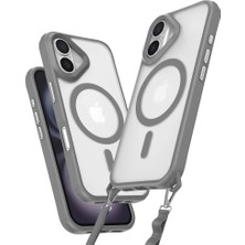 Trend Kapında Apple iPhone 16 Kılıf Enka Magsafe Silikon Kılıf - Titan Gri