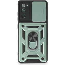 Trend Kapında Samsung Galaxy S20 Fe Kılıf Pars Lens Yüzüklü Silikon - Yeşil