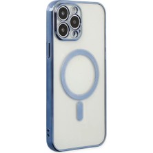Trend Kapında Apple iPhone 14 Pro Kılıf Magneticsafe Lazer Silikon - Sierra Blue