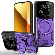 Trend Kapında Xiaomi Mi 14 Ultra Kılıf Joy Lens Standlı Kapak - Mor